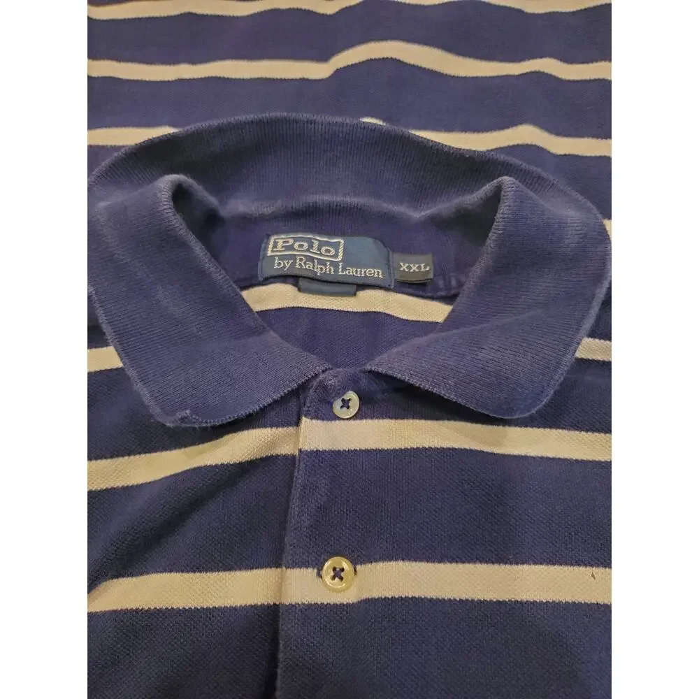 Polo Ralph Lauren‎ Striped Polo Shirt 2XL/XXL Mens Navy White Preppy Nautical